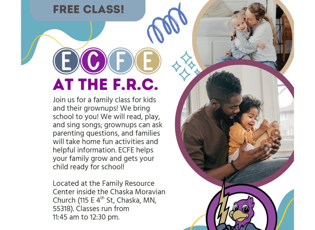 Flyer for ECFE family classes at the Family Resource Center.