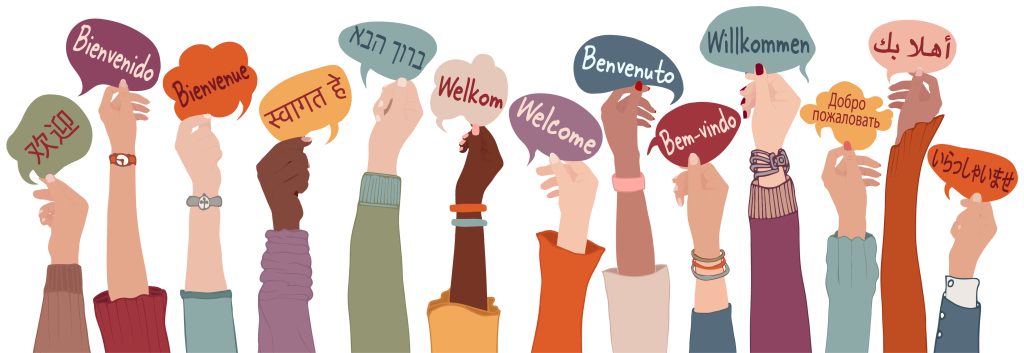 The word welcome in multiple languages